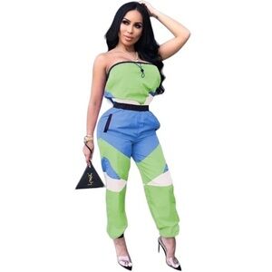 Women's Strapless High Waist Sleeveless Tracksuit Jumpsuit Romper